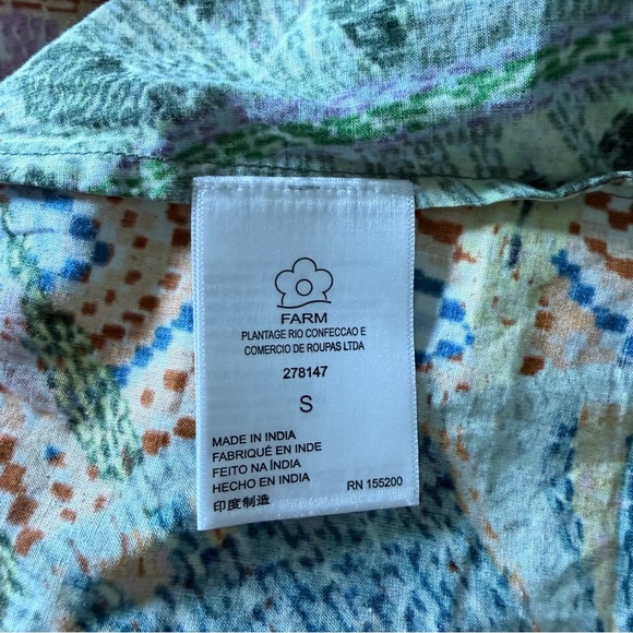 Farm Rio Anthropologie Lace Inset Peasant Blouse Tropical Print Small - Picture 9 of 11